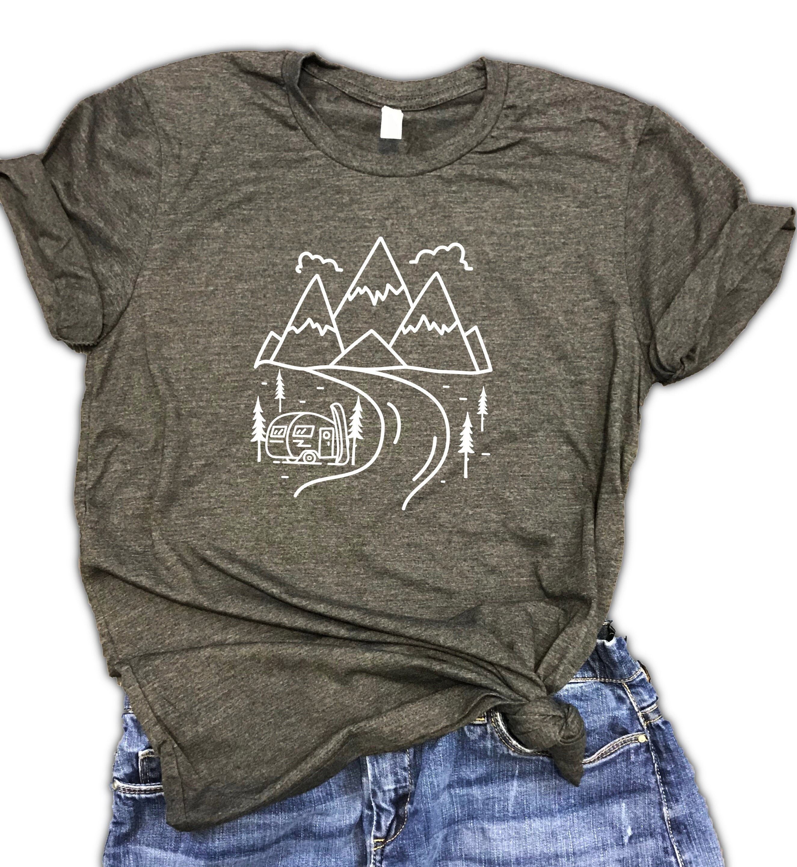 Mountain Warehouse Men's Camping Sketch T-Shirt - Lightweight Organic Cotton Graphic Tee