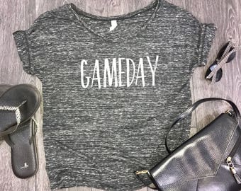 gameday womens slouchy t-shirt, womens tailgate shirt, tailgate shirt for women, womens sports shirt, tailgate party, team mom shirt