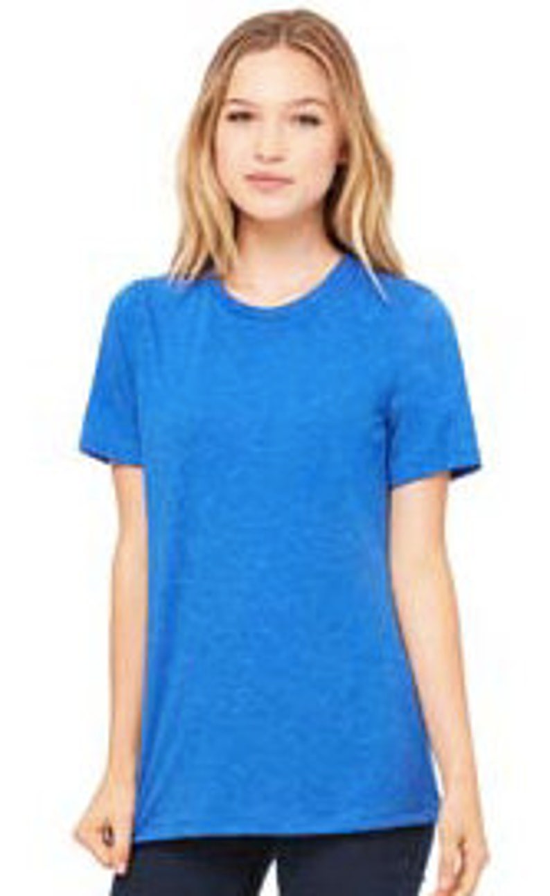 May include: A blue short-sleeved t-shirt with a relaxed fit.