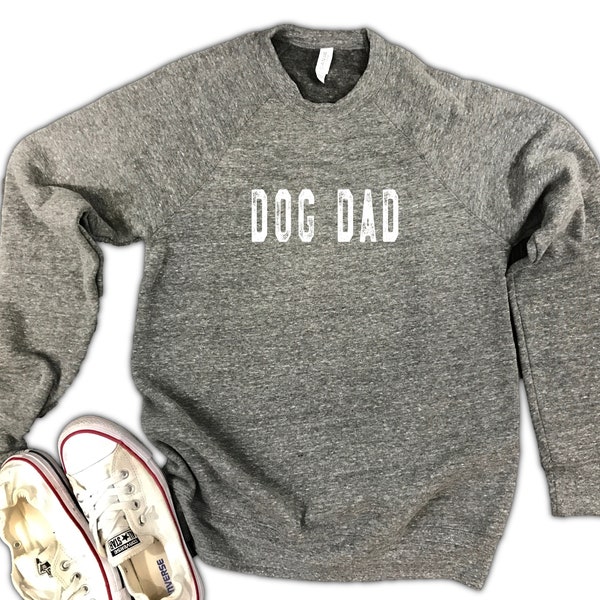 Dog Dad Unisex Triblend Fleece Sweatshirt - dog dad gift, rescue dog owner, dog lover, dog dad af, funny dog dad long sleeve, dog dad fleece