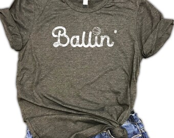 Ballin Basketball Unisex Relaxed Fit Soft Blend Tee - basketball mom - basketball lover - basketball gift - nccaa tournament