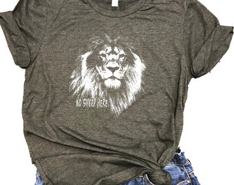 No Sheep Here Lion Motivational Unisex Relaxed Fit Soft Blend Tee - Motivational shirt - workout shirt - positive shirt