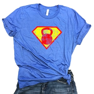 Superhero Kettlebell Workout Unisex Relaxed Fit Royal Soft Blend Shirt - Workout shirt - workout gift - lifting shirt - gym shirt
