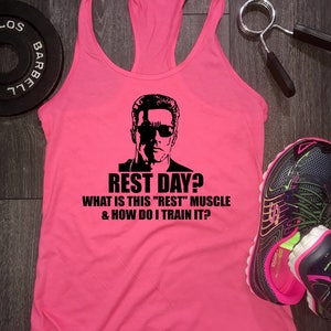 Rest day workout tank tank, arnold tank, funny arnold tank, womens funny workout tank, workout tank top, womens workout tank, fit