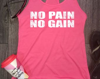 Sem dor sem ganho tanque de treino feminino, tanque de treino feminino, motivação de treino, motivação de fitness, tanque de ginástica, tanques de treino para mulheres