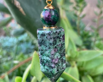 Natural Rainbow Jade Oil Perfume Bottle Pendant Necklace - Rainbow Jade Crystal Perfume Bottle Necklace - Boho Crystal Jewelry - I1254