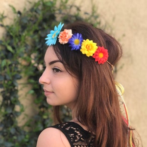 Fiesta Flower Crown Headband - Flower Hair Wreath Tiara - Wedding  Bridal Flower Girls - Bachelorette Party
