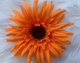 Orange Gerbera Daisy Hair Clip - Boho Hair Clip - Flower Girl - Festival Rave Beach Party Hippie Hair Accessories