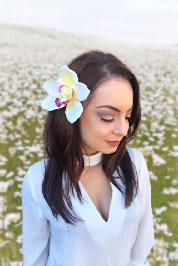 Cream White Orchid Flower Hair Clip White or Pink Purple - Etsy Australia Cream White Orchid Flower Hair Clip White or Pink Purple - Etsy Australia
