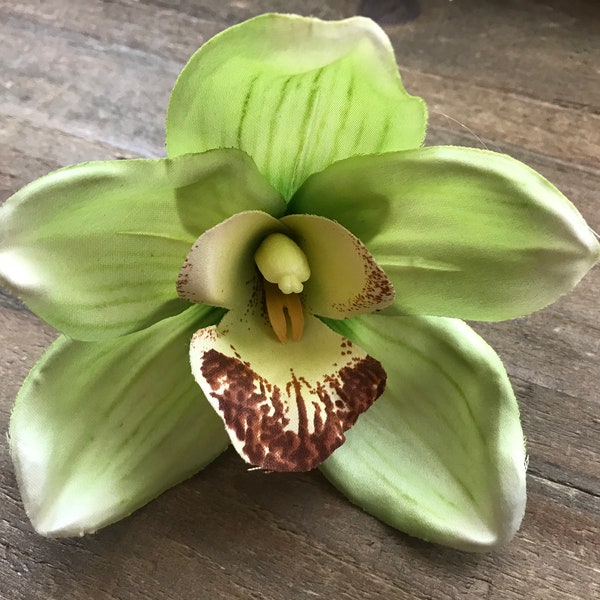 Clip de cheveux de fleur d’orchidée vert clair - Pince à cheveux de fleur tropicale - Accessoires de cheveux - Mariage - Mariée