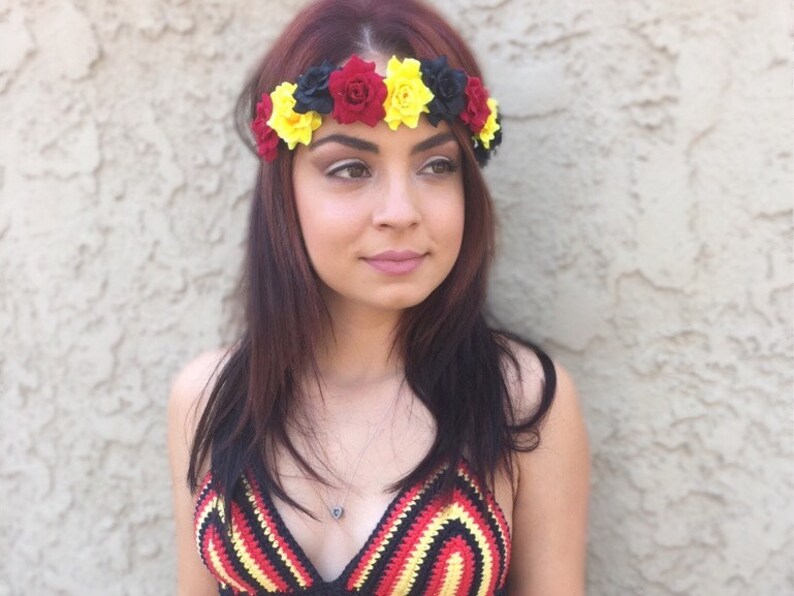 German Flag Rose Headband Black Red Gold Flower Headband Etsy