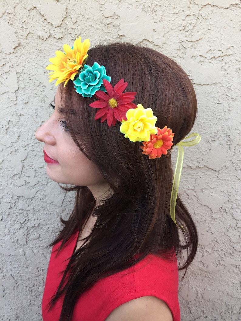 Fiesta Flower Crown - Flower Headband - Flower Hair Wreath - Tia Fiesta Flower Crown - Flower Headband - Flower Hair Wreath - Tia