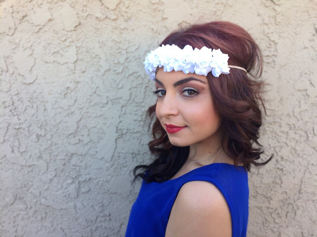 Floral Fall Rose Holiday Crown Festival Headbands Hippie Flower Headpiece White Adjustable Rose Flower Crown Boho Flower Headband Hair  main image 3