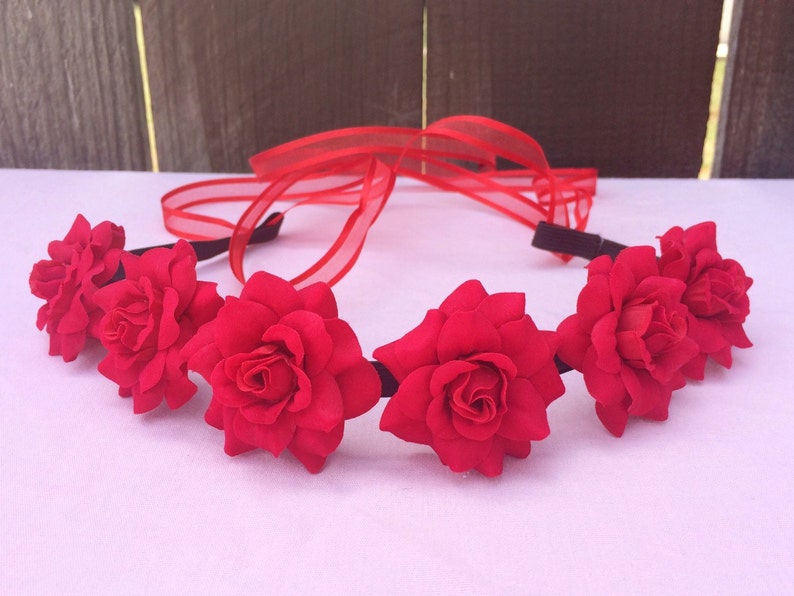 Rose Headband Flower Headband Red Roses Valentines Day Etsy