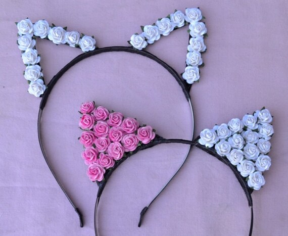Fasce Per Orecchie Con Paillettes A Forma Di Gatto - Decorazione Per Capelli, Per Feste, Natale, Halloween, Colore Rosso-rosa
