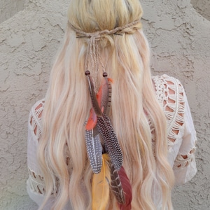 Feather Headband - Feather Extensions - Woodland Feathers - Festival Headband - Hippie Headband - Festival Rave Wear - Indian Summer