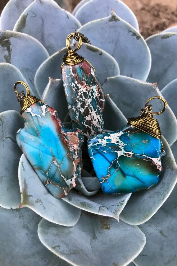 Blue Turquoise Imperial Jasper Stone Necklace - Gemstone Necklace