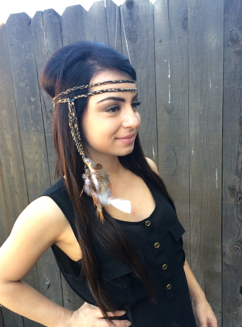 Braided Feather Headband Festival Headband Hippie Headband Etsy