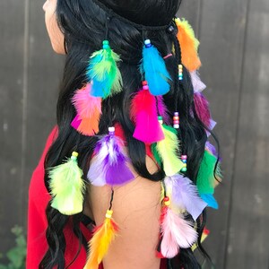 Rainbow Feather Headband Feather Hairpiece Festival Headband Hippie Headband Hair Accessories Bohemian Costumes B1046 image 3