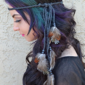 Feather Headband - Feather Hairpiece - Natural Feathers - Festival Headband - Hippie Headband - Hair Accessories - Bohemian