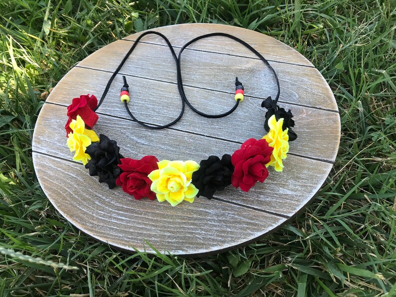 German Flag Rose Headband Black Red Gold Flower Headband Etsy
