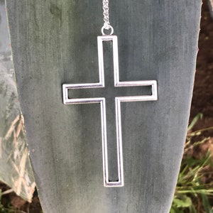 Silver Colored Cross Pendant Necklace - Simple Silver Cross Charm Necklace - Symbolic Jewelry - Boho Jewelry - I1169