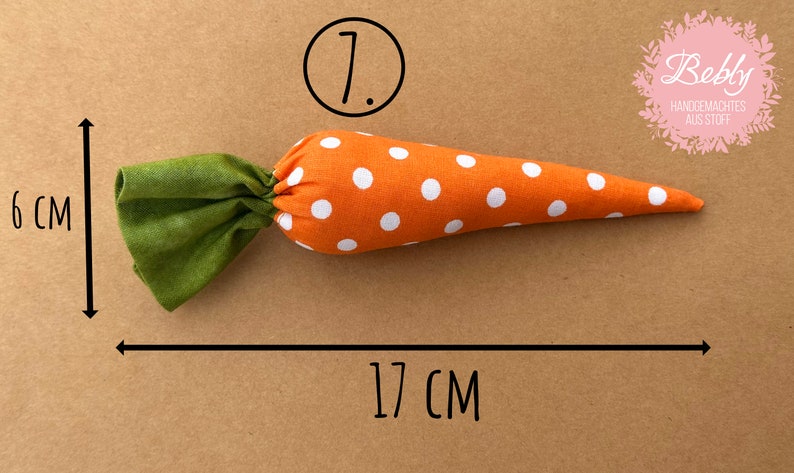 Fabric carrot, fabric carrot, decorative carrot, Easter, carrot Muster 7