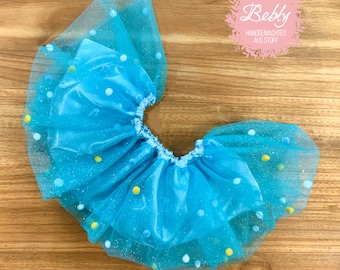 Falda de tul, falda de tutú, tutú, con pompones y brillo look para niños y bebés, fiesta de cumpleaños, carnaval, bailarina, sesión de fotos, disfraz