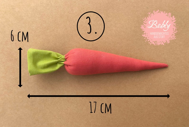 Fabric carrot, fabric carrot, decorative carrot, Easter, carrot Muster 3