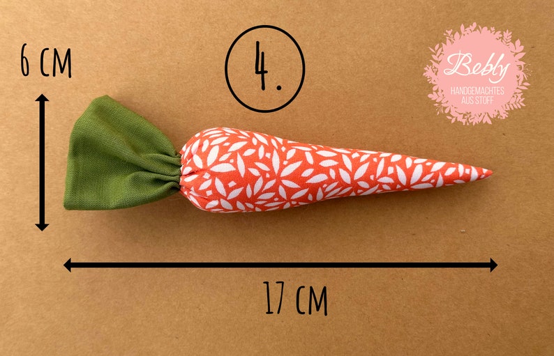 Fabric carrot, fabric carrot, decorative carrot, Easter, carrot Muster 4