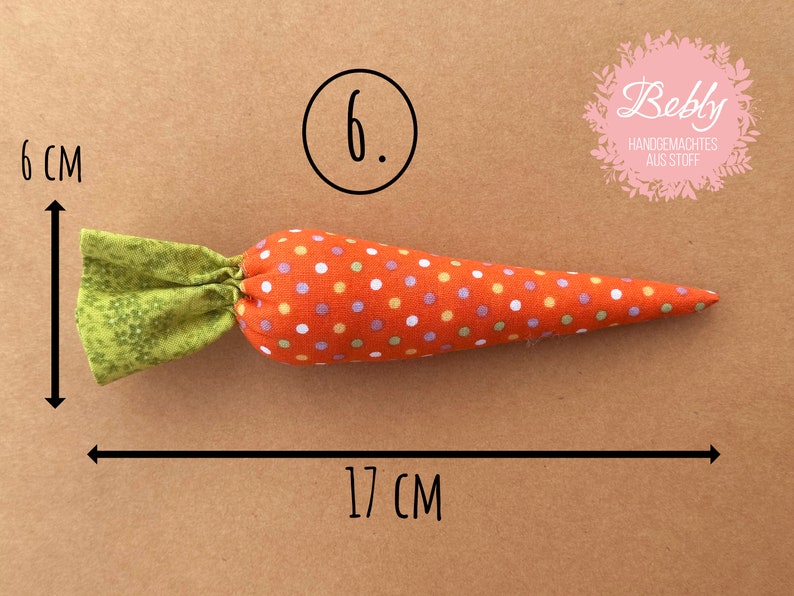 Fabric carrot, fabric carrot, decorative carrot, Easter, carrot Muster 6