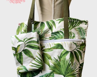 Sac de transport, shopper, sac de loisirs, sac de plage, XXL, avec trousse à maquillage intégrée, parfait pour le shopping, pour la piscine ou la plage