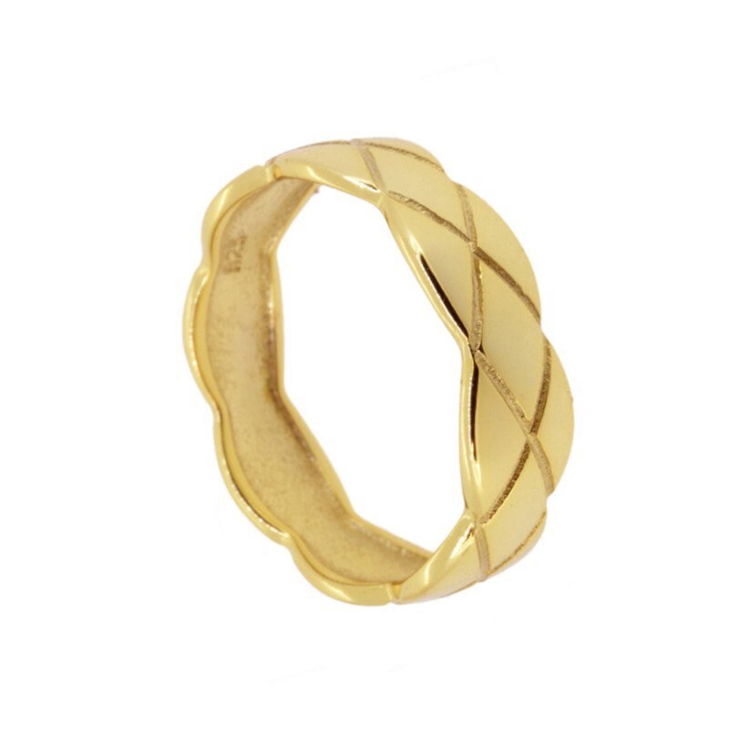 thumbnail image 2 of Sac Silver .925 Sterling Silver Gold-Tone Wave Endless Band Ring – Sizes 2-13, Simple Cute 2 of 5