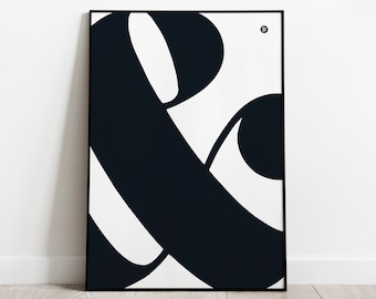 Ampersand Wall Print, Typography Print, Cool Typography, Wall Art, Black and white wall print, A4 print, Ampersand art