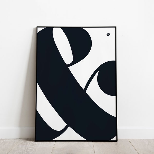 Ampersand Wall Print, Typography Print, Cool Typography, Wall Art, Black and white wall print, A4 print, Ampersand art