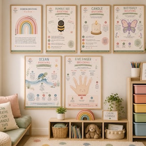 Andningsposters i lugnt hörn för barn | Mindfulness, känsloreglering (PDF-nedladdning)