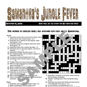 Personalized Printable Custom Crossword Puzzles For Teens Etsy