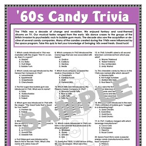 1920s Candy Trivia Printable Gamepersonalize For Birthdays Etsy