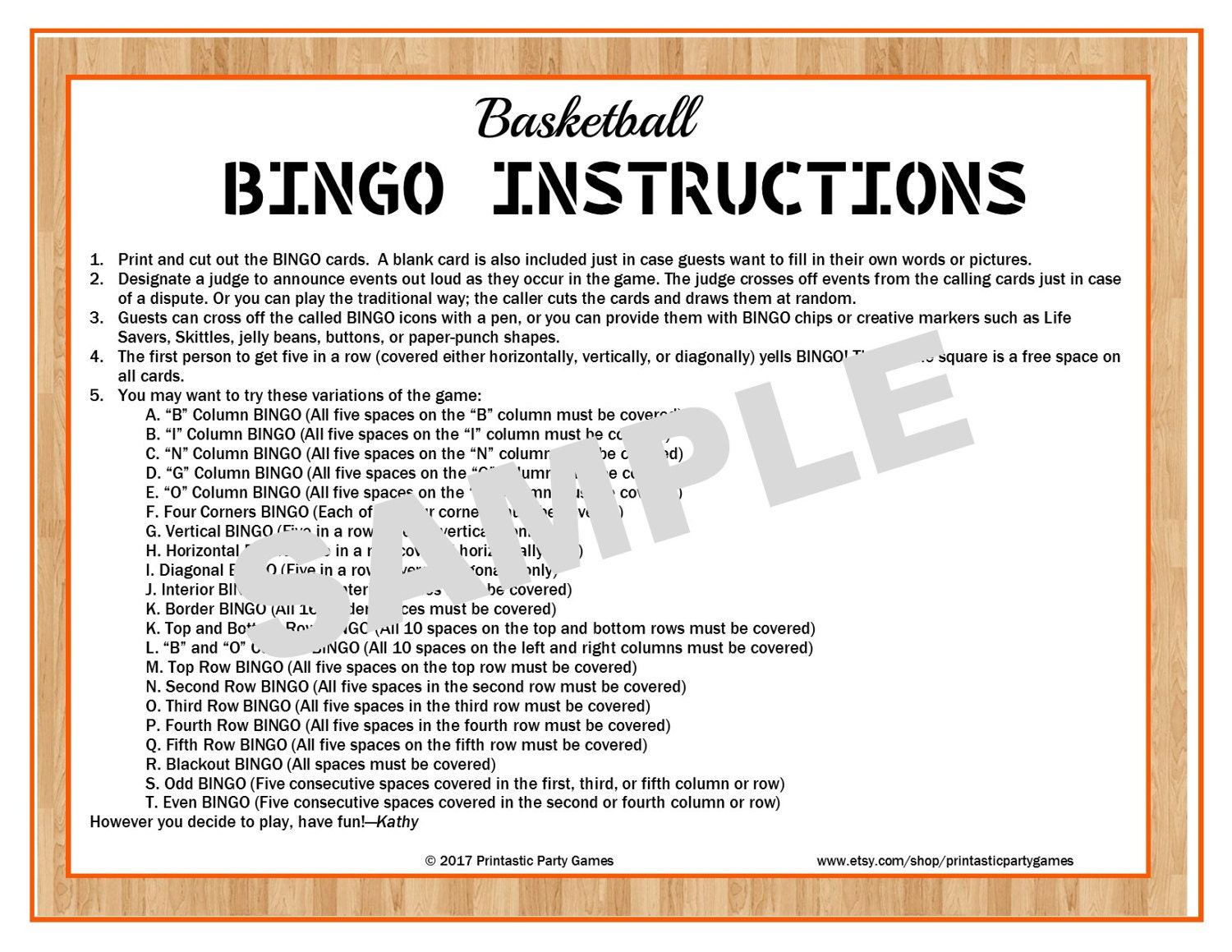 30 Printable Basketball BINGO Cards Basketball Terms Etsy