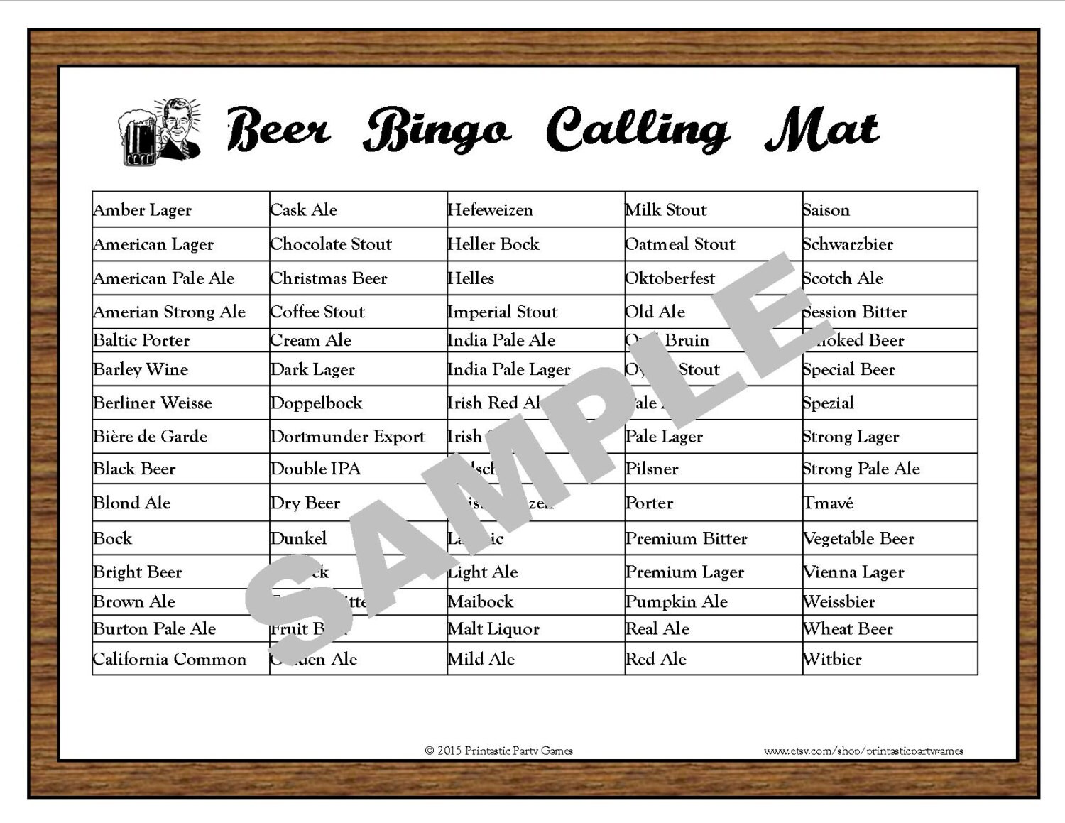 30 Printable Beer BINGO CardsInstant DownloadUse for Etsy