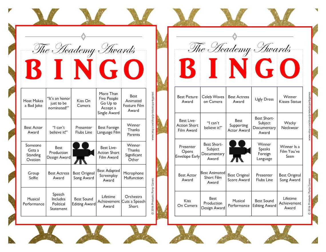 30 Printable Oscar BINGO Cards Academy Awards Oscar Bingo Etsy