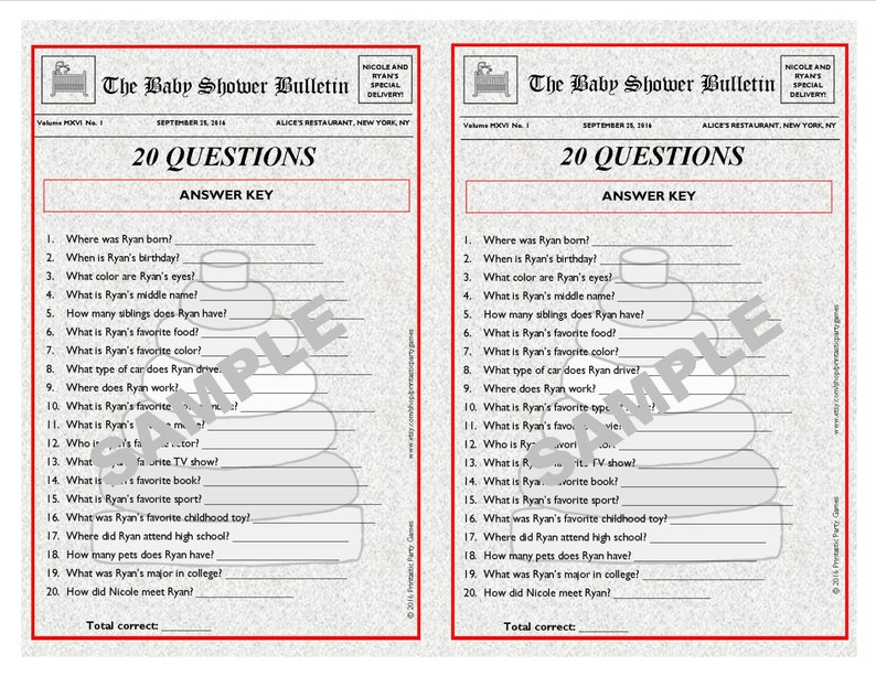who knows daddy best 20 questions newspaper themed printable party game custom digital file with event information party supplies paper party supplies stokfella com