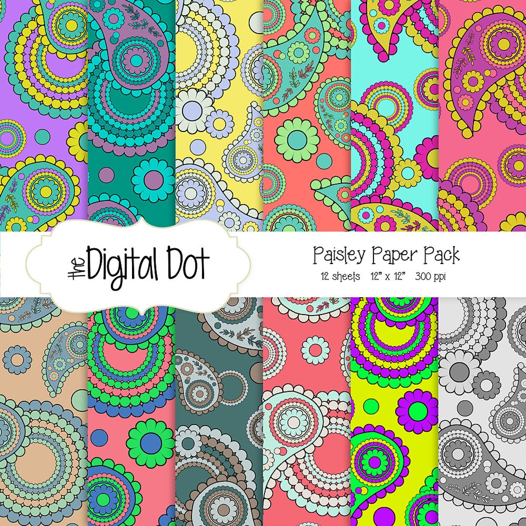 Digital Scrapbook Paper, Paisley Digital Paper, Paisley Scrapbooking ...