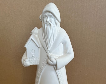 Birdhouse Ceramic Bisque Santa ready to paint