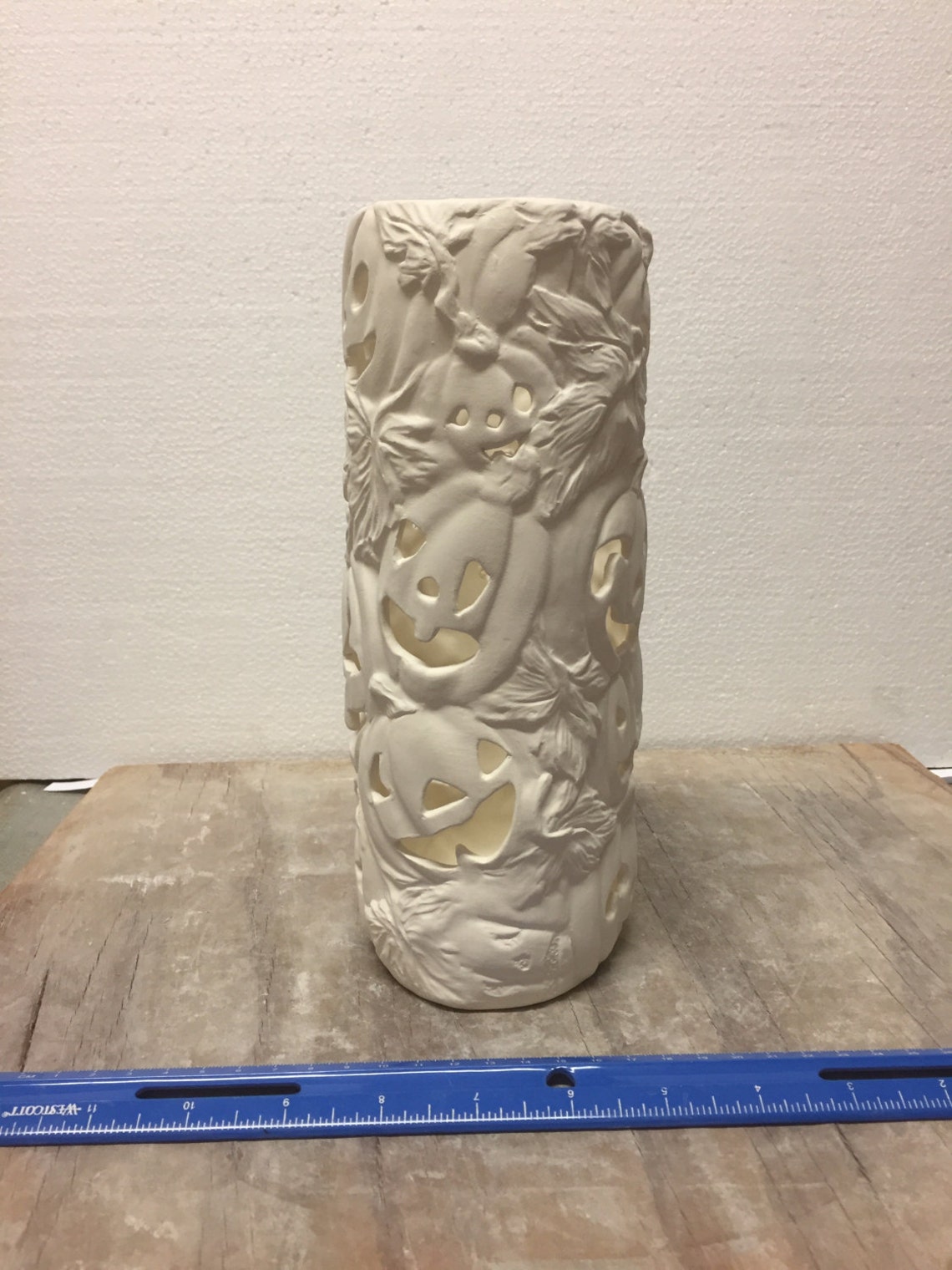 Ceramic Bisque Halloween Pumpkin Candleholder Ready to Paint Etsy