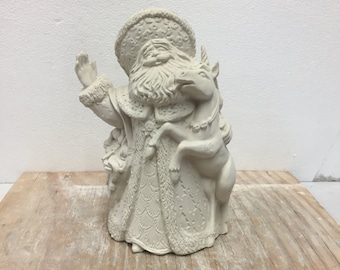 Ceramic Bisque Santa with Unicorn Gare 3374 Ready to Paint
