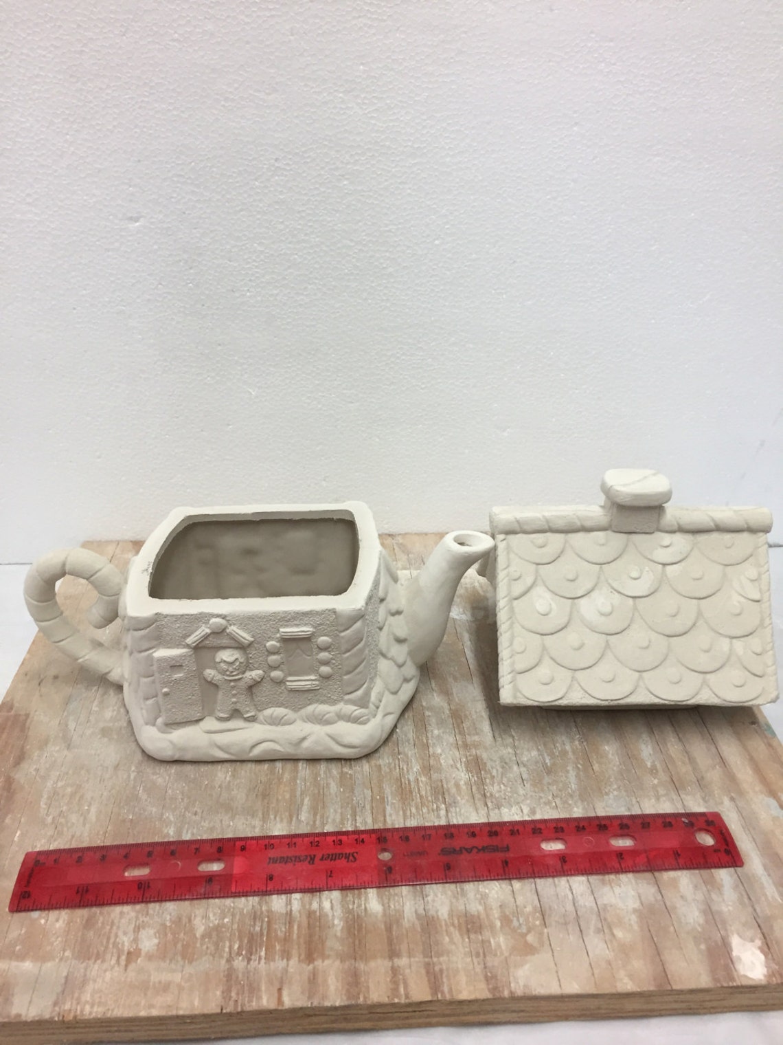 Ceramic Bisque Gingerbread House Teapot Ready to Paint Etsy