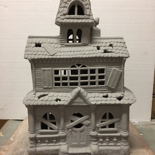 Ceramic Bisque Haunted House Ready to Paint Donna's Molds Etsy