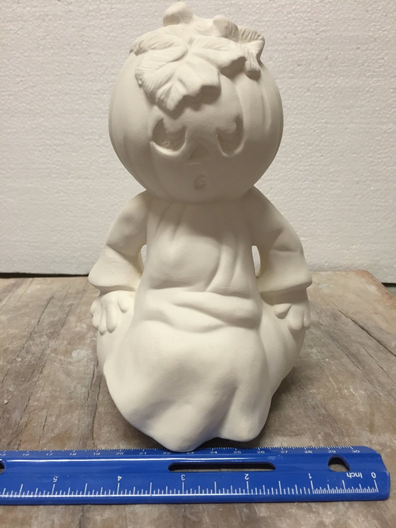 Ceramic Bisque Halloween Pumpkin Head Ghost Ready to Paint Etsy