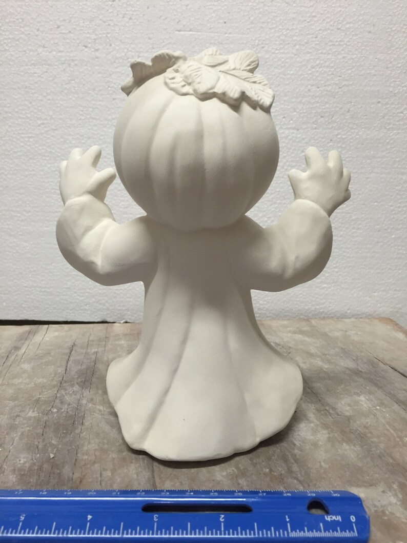 Ceramic Bisque Halloween Pumpkin Head Ghost Ready to Paint Etsy